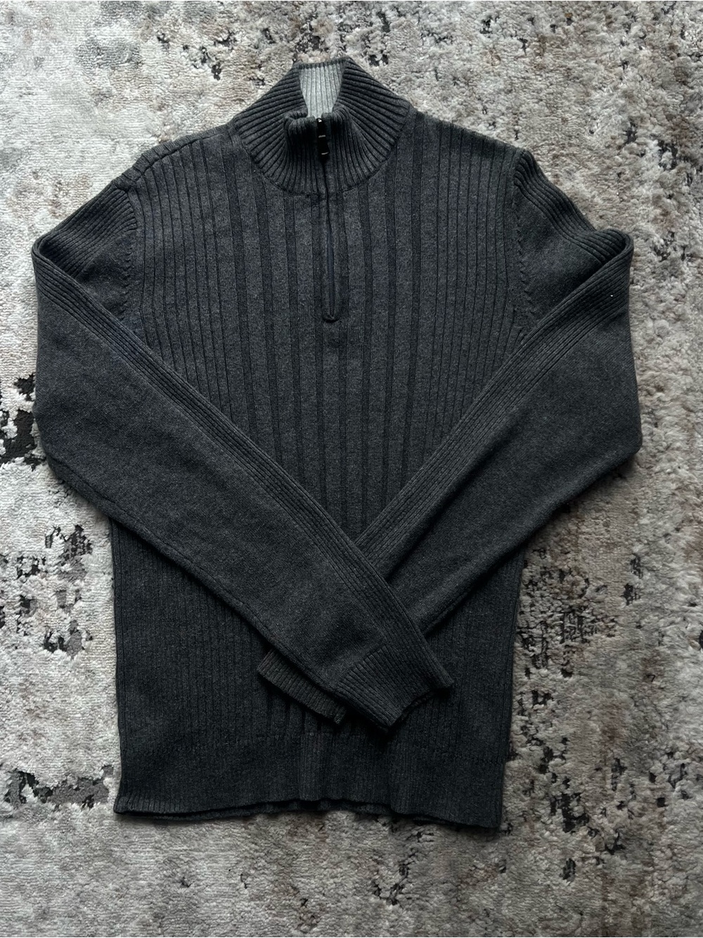 INC International Concepts Charcoal Ribbed Half-Zip Sweater